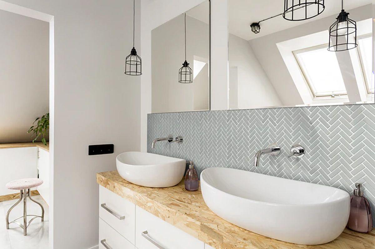 Gray Herringbone Bathroom Tile